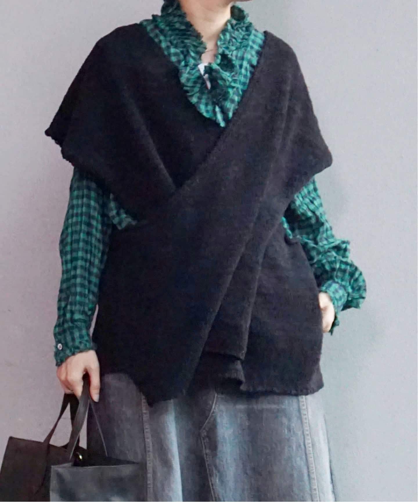 シャーリングチェック フリルブラウス（シャツ／ブラウス）｜journal