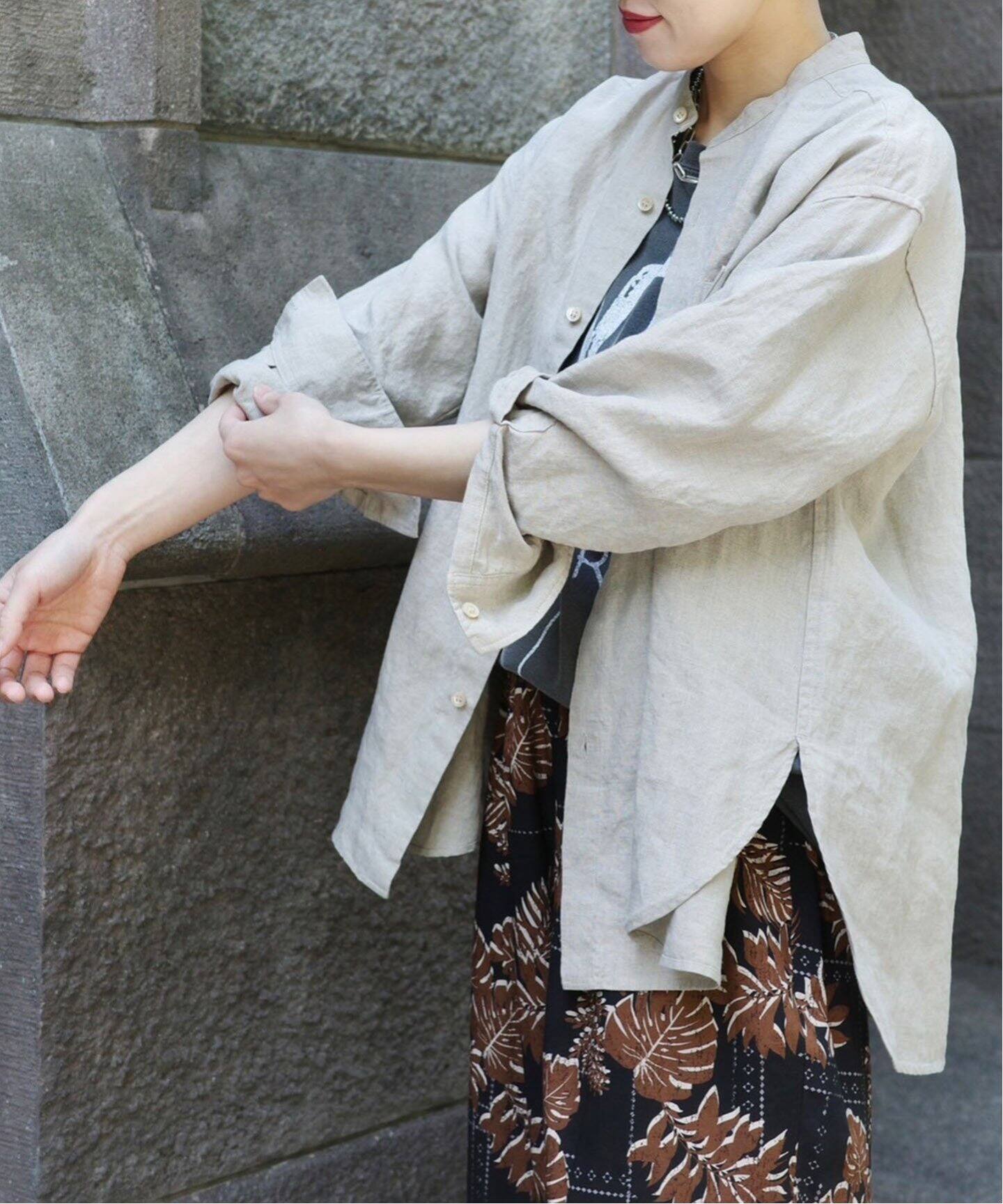 リネン スタンドカラーシャツ（シャツ／ブラウス）｜journal standard 