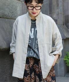リネン スタンドカラーシャツ（シャツ／ブラウス）｜journal standard 