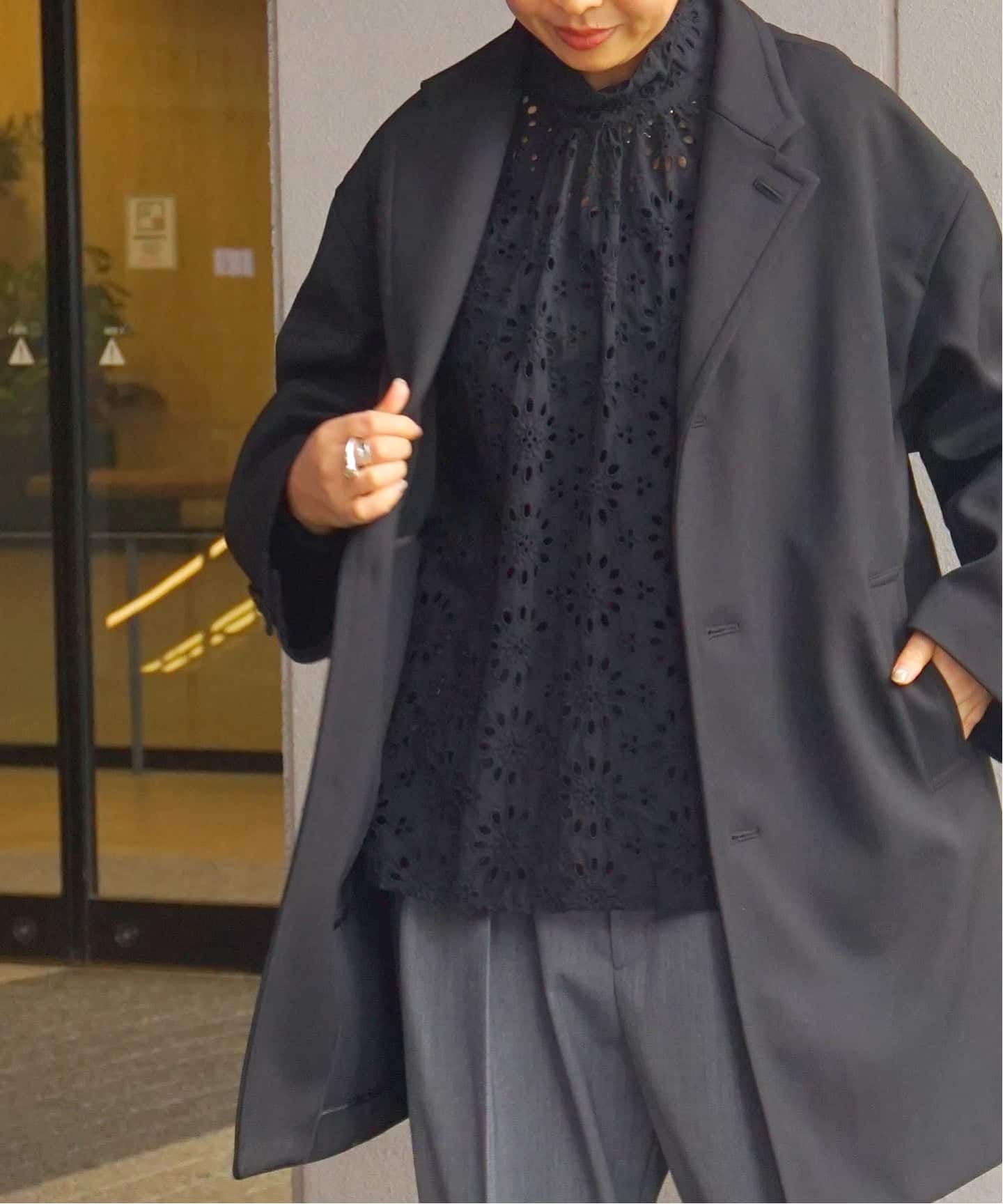 予約》ローンレース ハイネックパフブラウス（シャツ／ブラウス