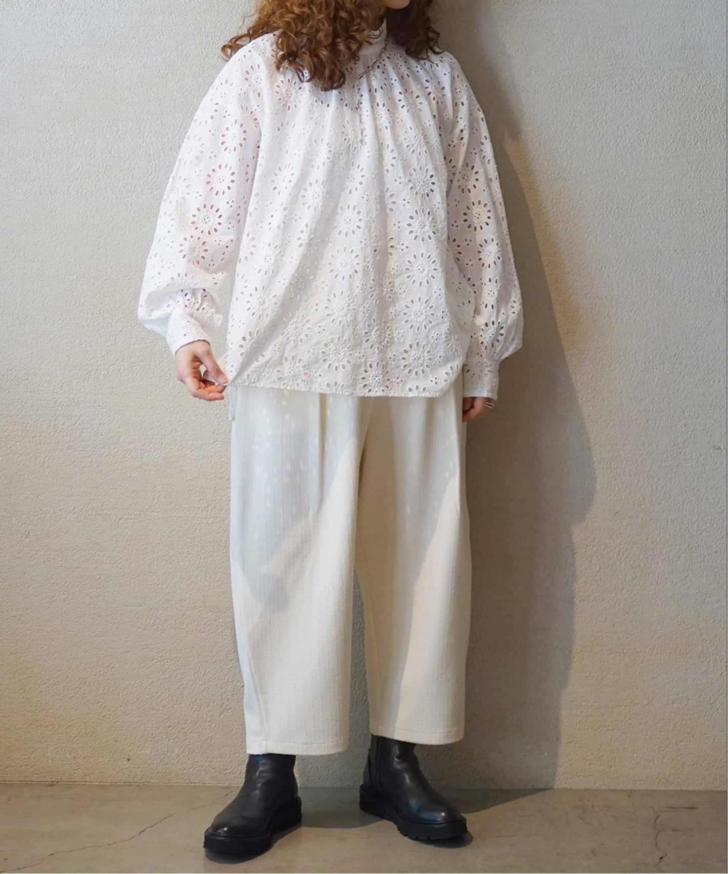 ローンレース ハイネックパフブラウス（シャツ／ブラウス）｜journal