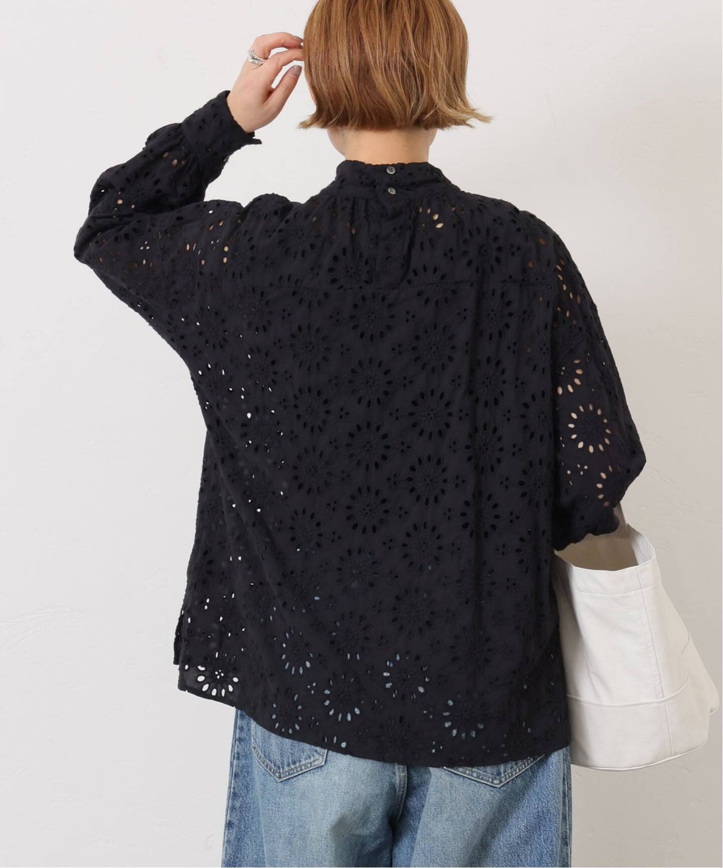 ローンレース ハイネックパフブラウス（シャツ／ブラウス）｜journal