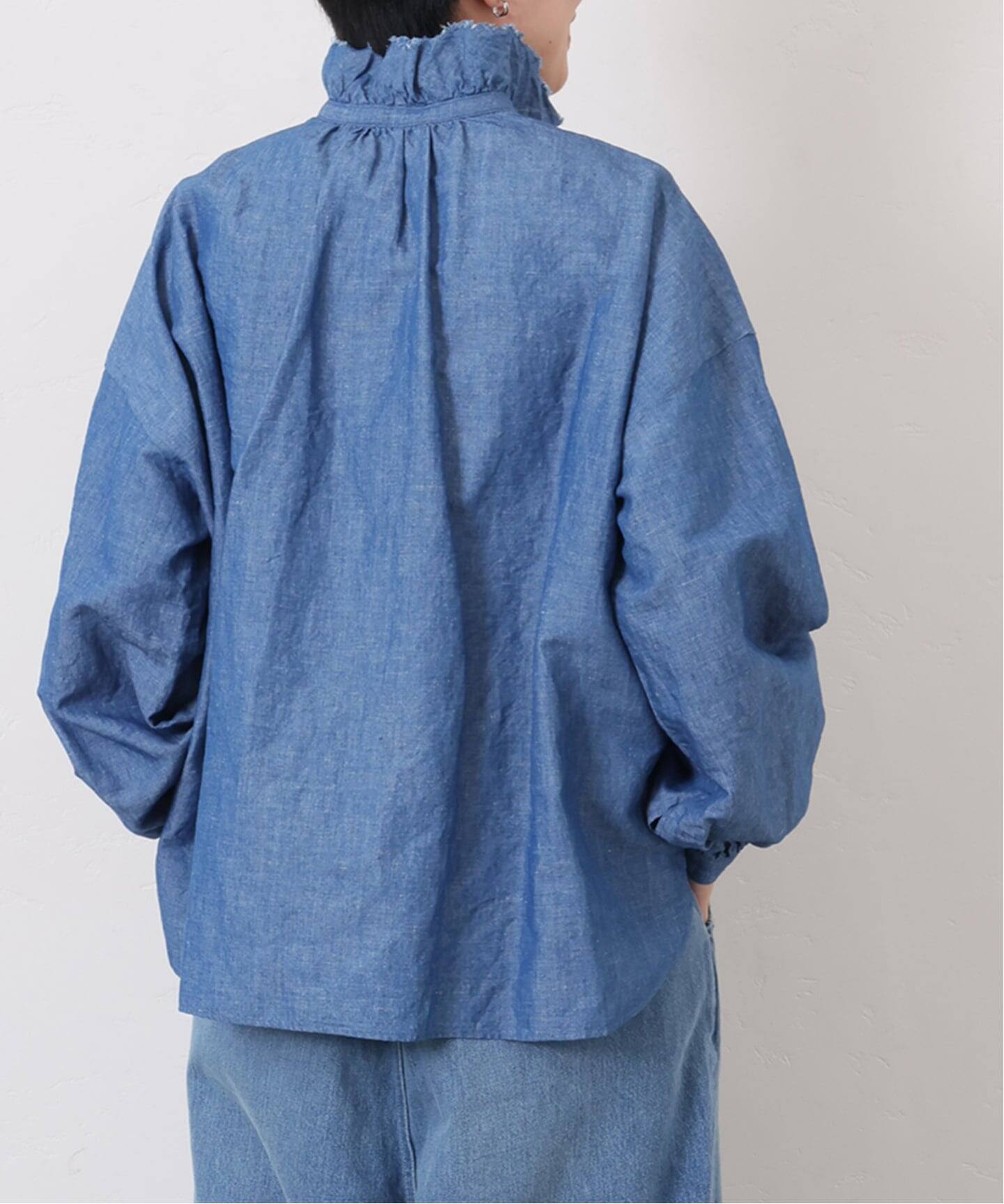 ジャーナルスタンダードラックス CLシャンブレーフリルシャツ コットンリネン ジャーナルスタンダードラックス CLシャンブレーフリルシャツ