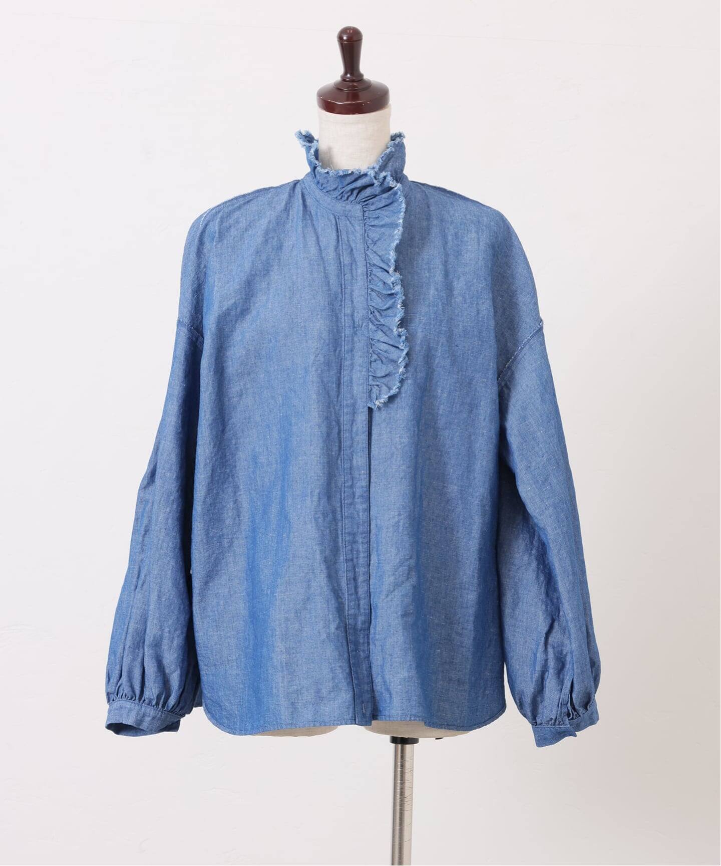 予約》CLシャンブレー フリルブラウス（シャツ／ブラウス