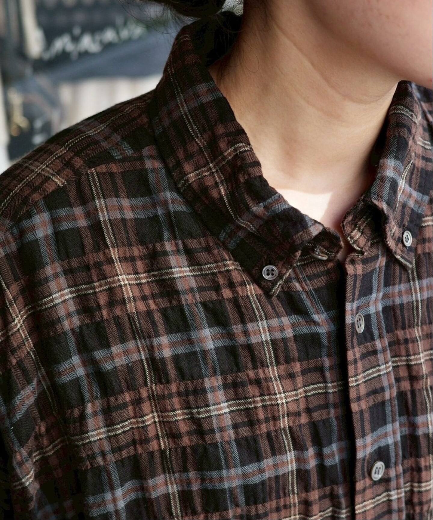 journal standard luxeシャーリングチェックBig-BDシャツ シャーリングチェック Big-BD-シャツ（シャツ／ブラウス）｜journal