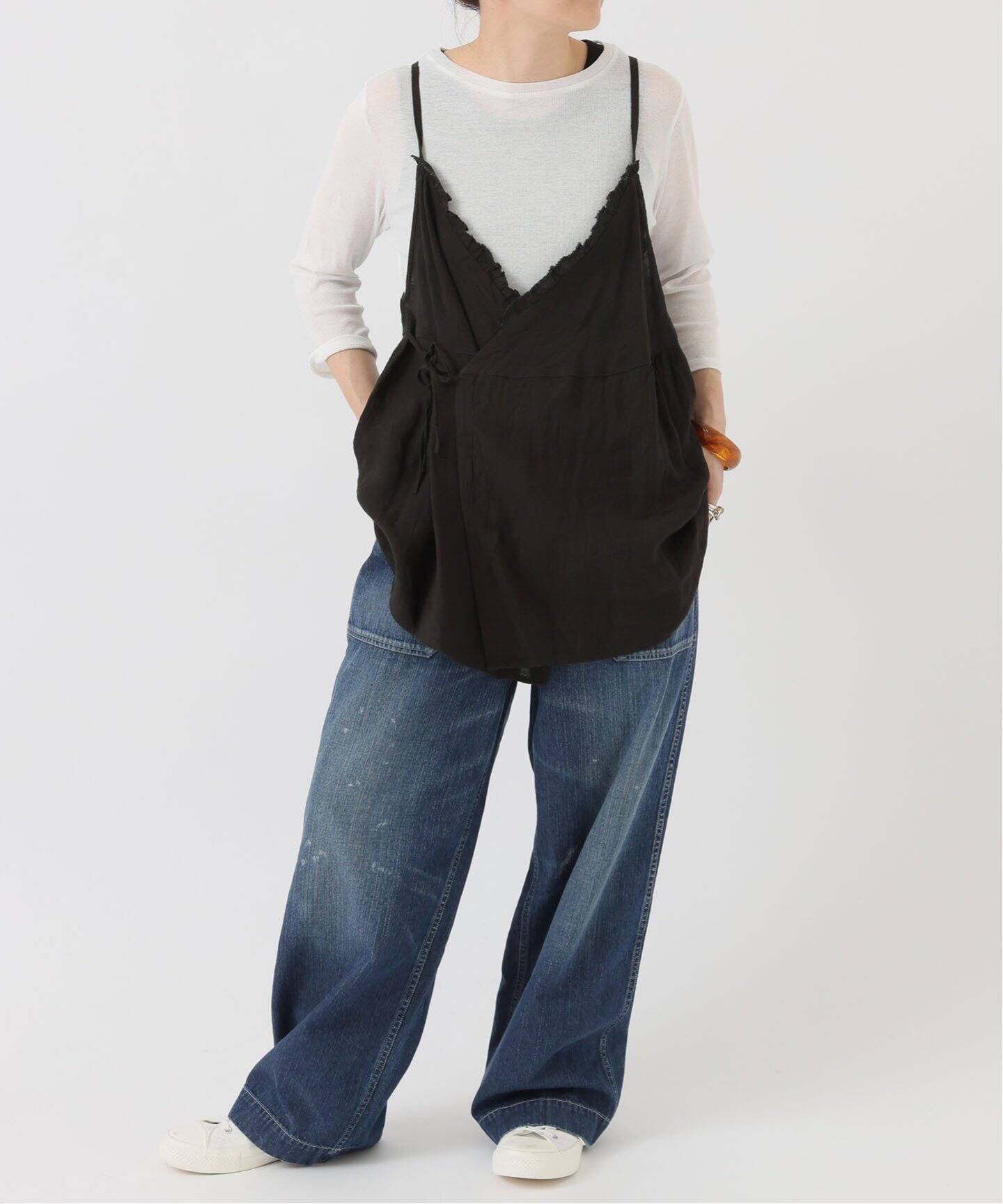 ＊journal standard luxe＊リネン100ボーダー キャミサロペ journal standard luxe＊リネン100ボーダー キャミサロペ