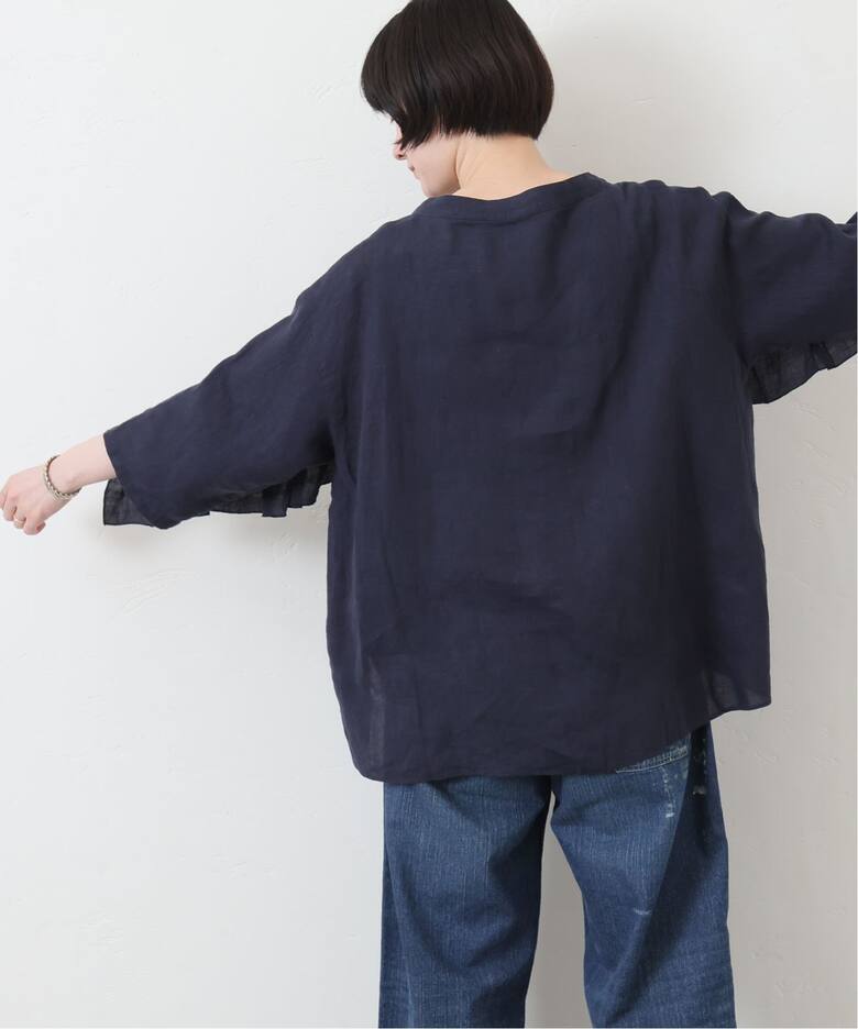 フレンチリネンキャンバス フリルプルブラウス（シャツ／ブラウス 