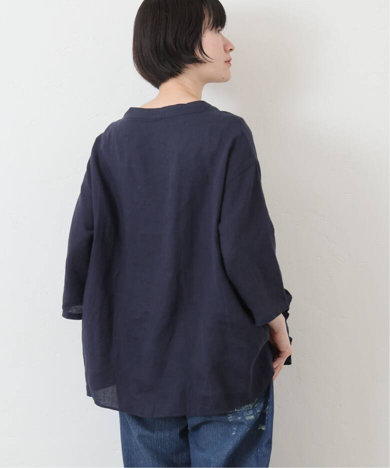 フレンチリネンキャンバス フリルプルブラウス（シャツ／ブラウス