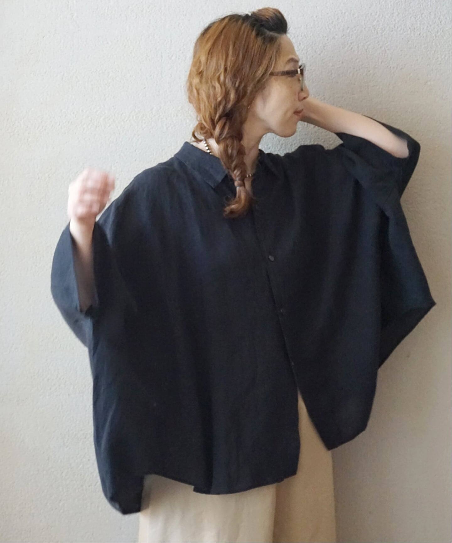 追加》リネンキャンバス バルーンシャツ（シャツ／ブラウス）｜journal 
