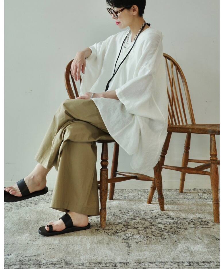 40リネンワッシャー Vスキッパーシャツ（シャツ／ブラウス）｜journal 