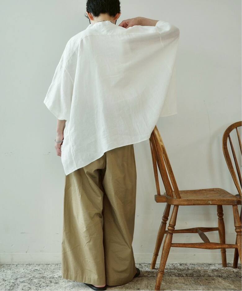 40リネンワッシャー Vスキッパーシャツ（シャツ／ブラウス）｜journal 
