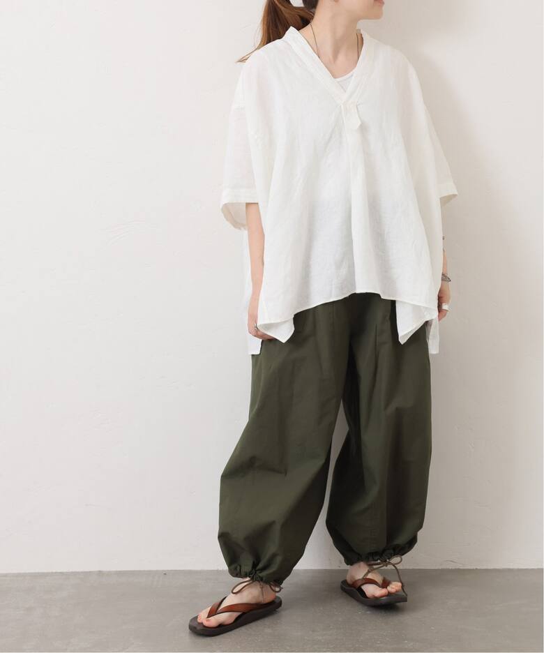 40リネンワッシャー Vスキッパーシャツ（シャツ／ブラウス）｜journal 