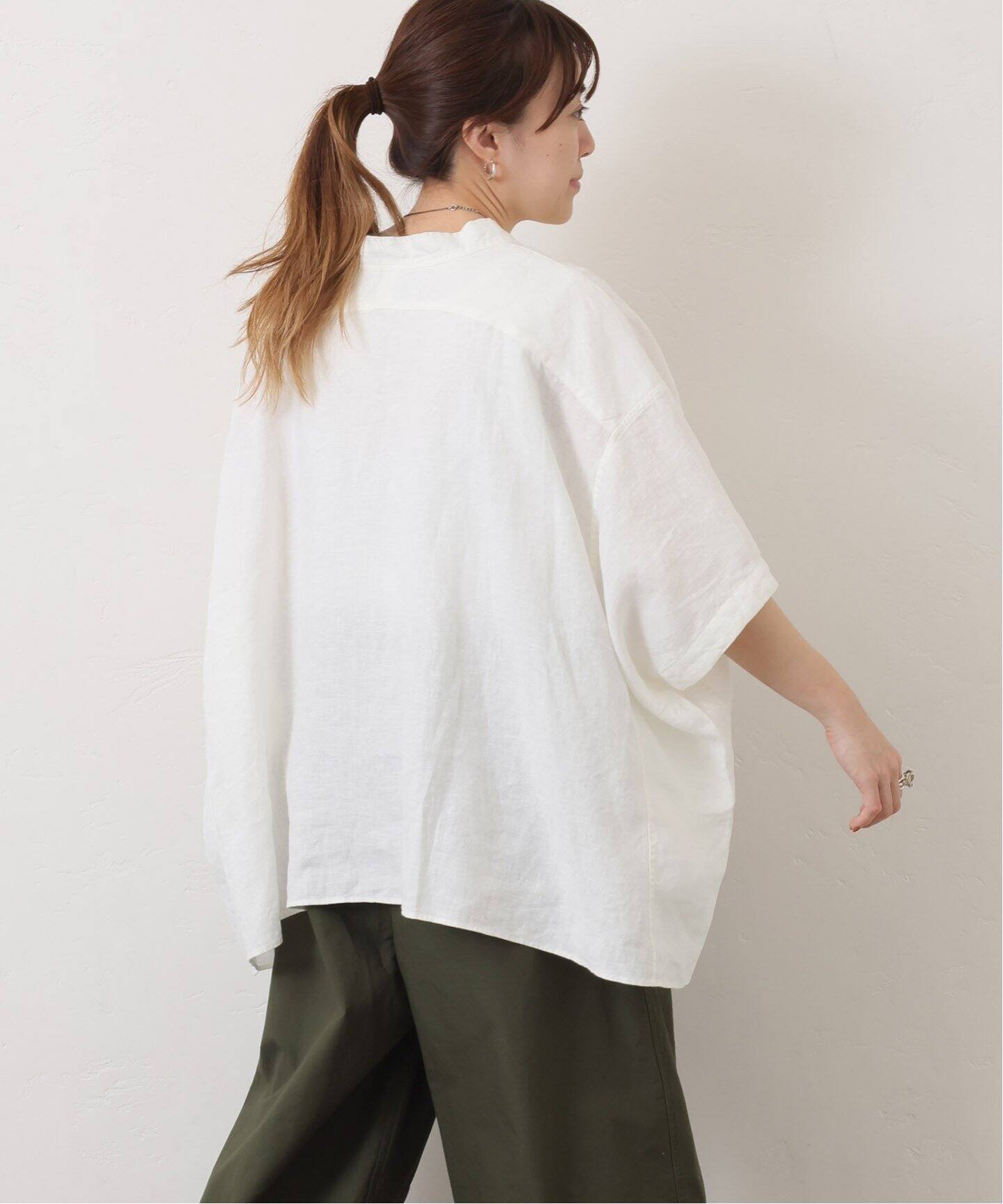 40リネンワッシャー Vスキッパーシャツ（シャツ／ブラウス）｜journal 