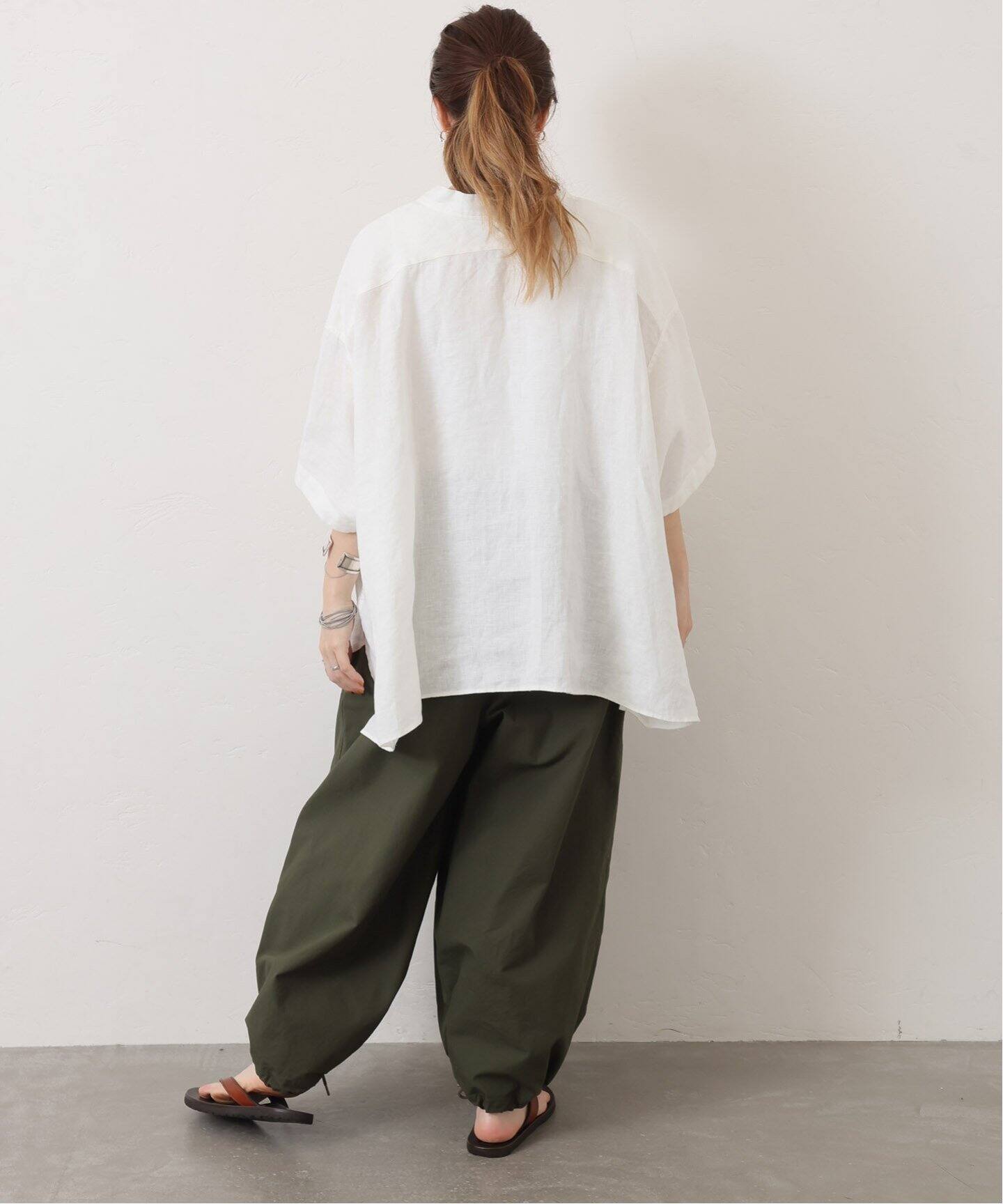 40リネンワッシャー Vスキッパーシャツ（シャツ／ブラウス）｜journal 