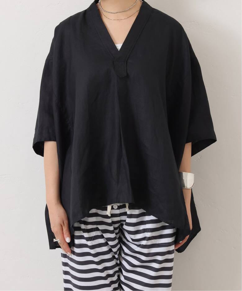 40リネンワッシャー Vスキッパーシャツ（シャツ／ブラウス）｜journal 