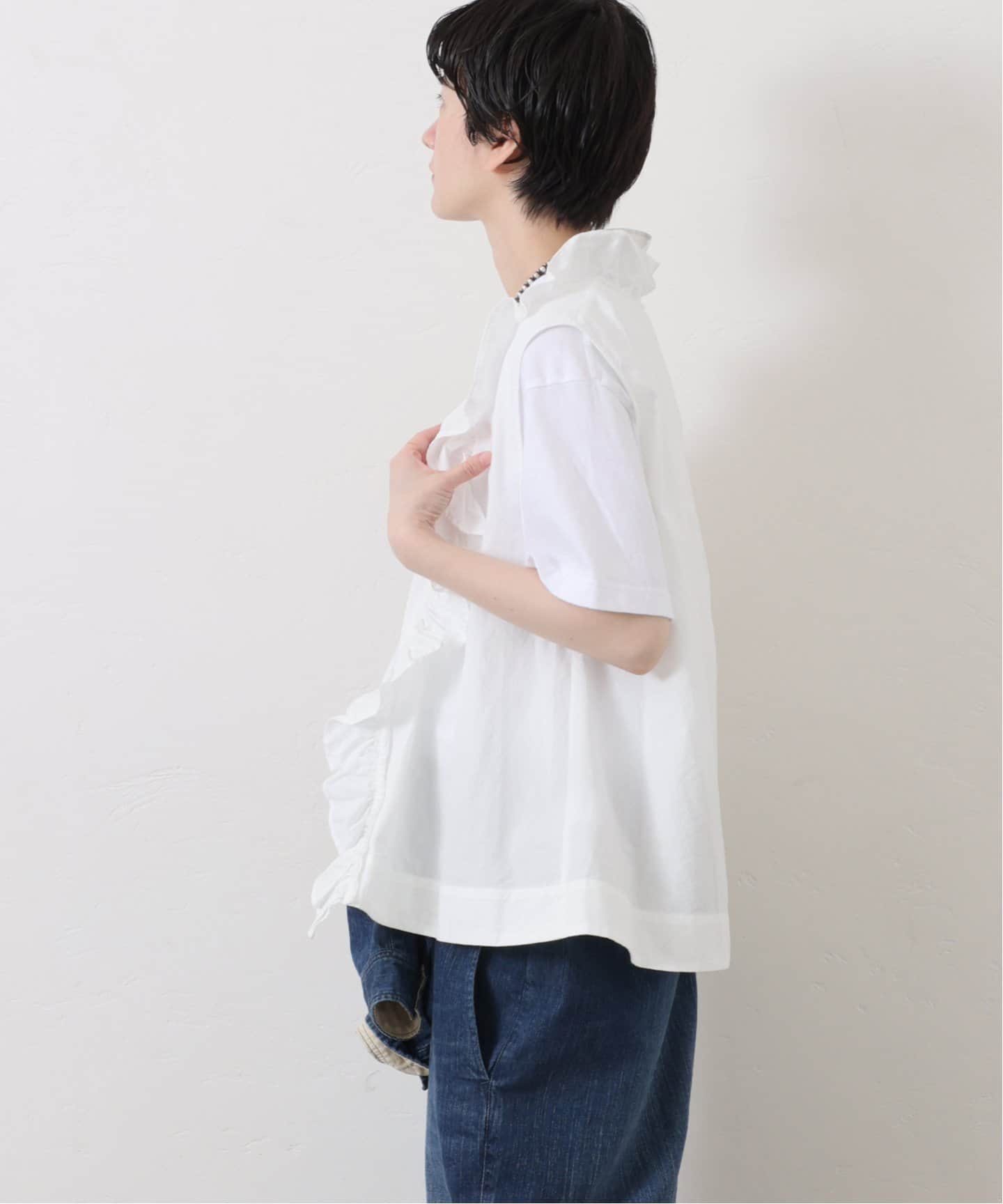 journal standard luxe リネンダンガリー フリルベスト journal standard luxe リネンダンガリー フリルベスト（リネン