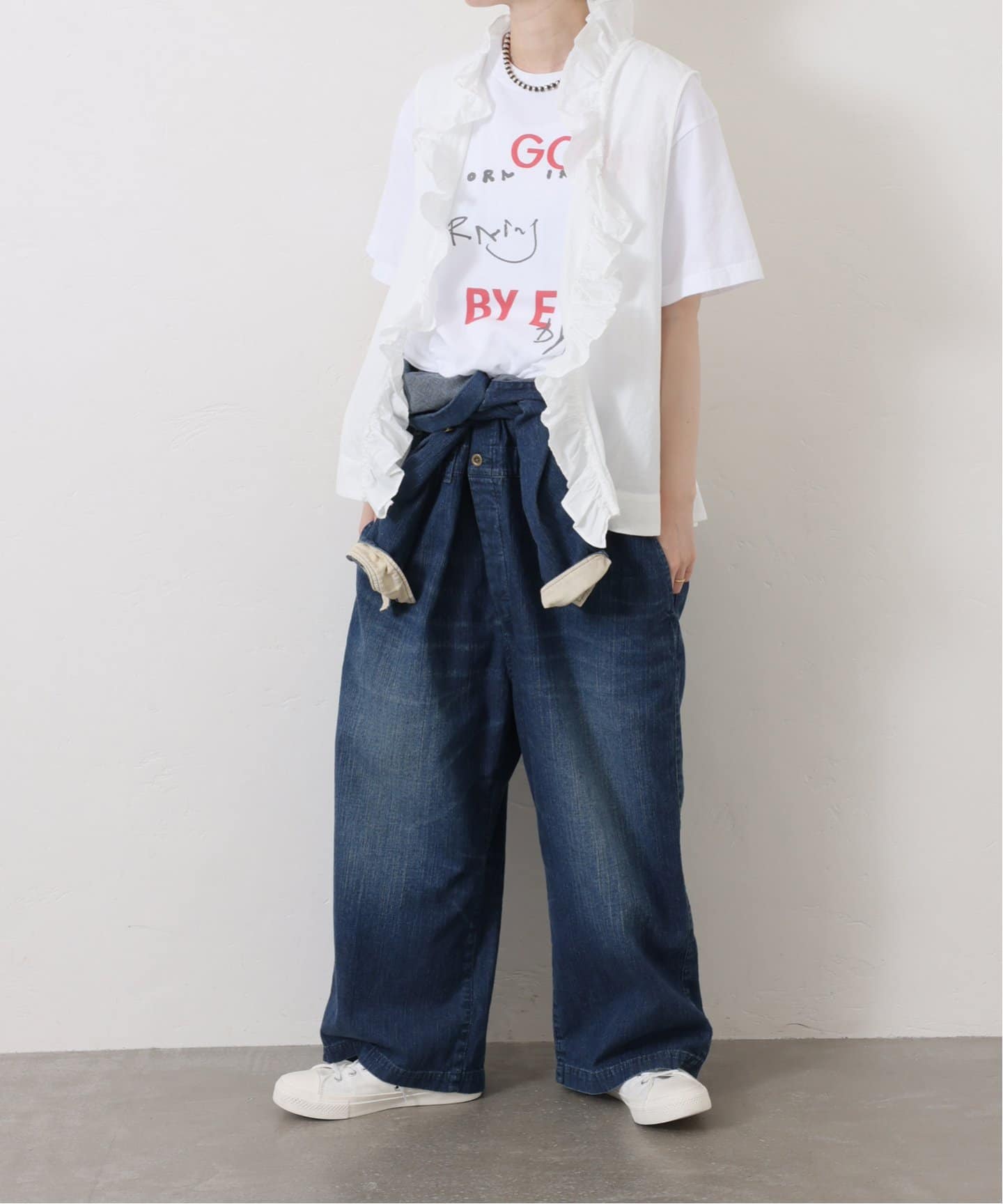 journal standard luxe リネンダンガリー フリルベスト ブロードワッシャー フリルジレ（ベスト）｜journal standard