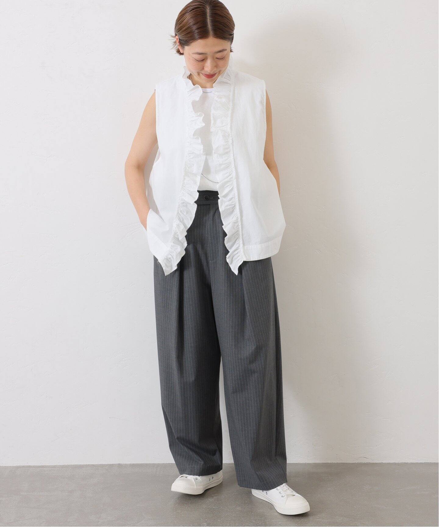 journal standard luxe リネンフリルジレ・ベスト 気質アップ】 journal standard luxe リネンフリルジレ・ベスト