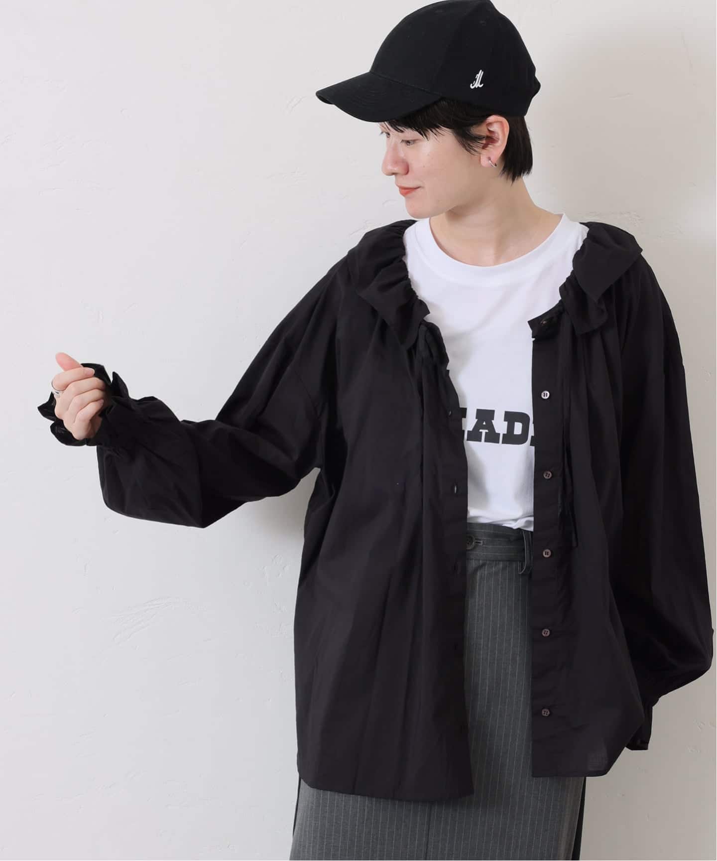 追加》コットンローン フリルパフブラウス（シャツ／ブラウス