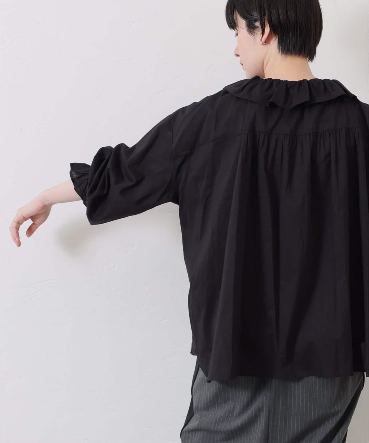 追加》コットンローン フリルパフブラウス（シャツ／ブラウス