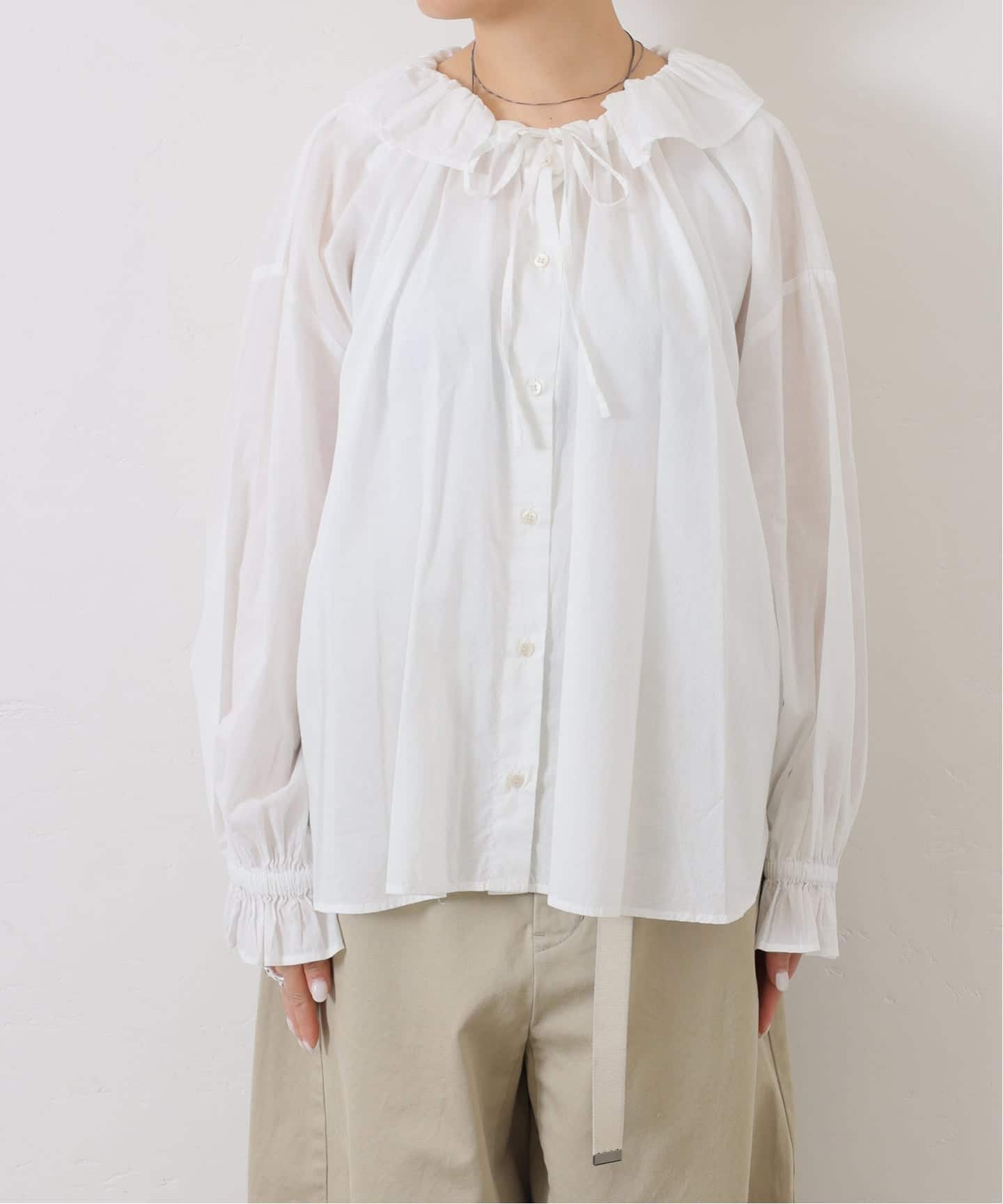 追加》コットンローン フリルパフブラウス（シャツ／ブラウス