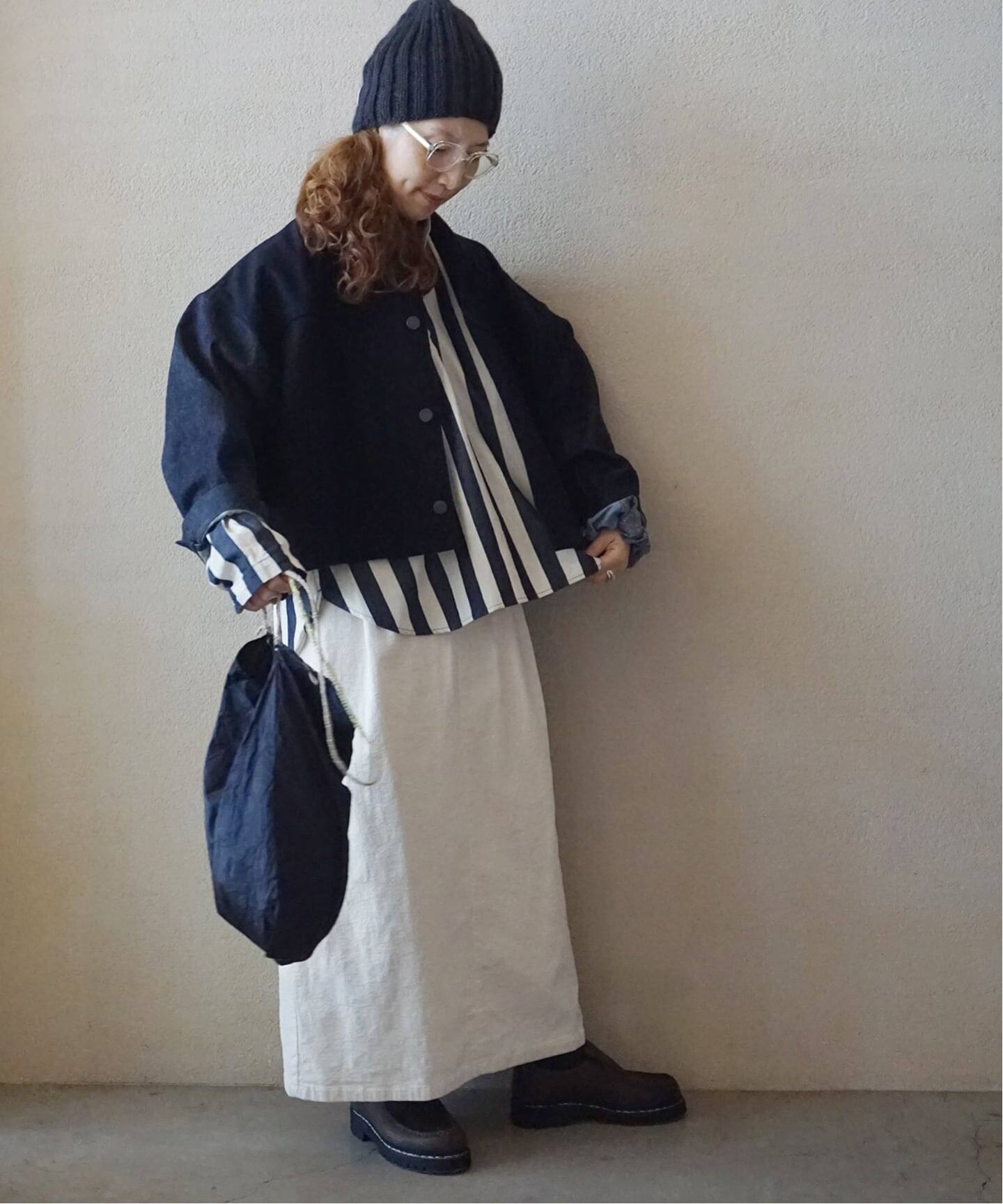 ストライプデニム ヘンリーシャツ（シャツ／ブラウス）｜journal