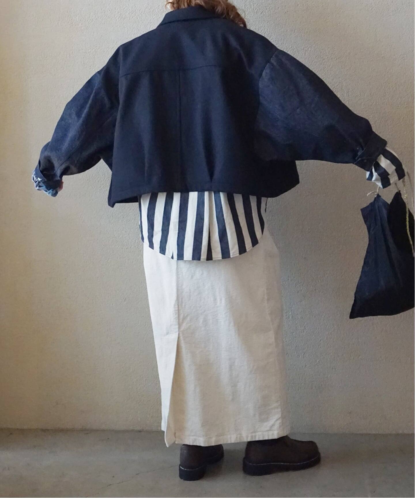 ストライプデニム ヘンリーシャツ（シャツ／ブラウス）｜journal