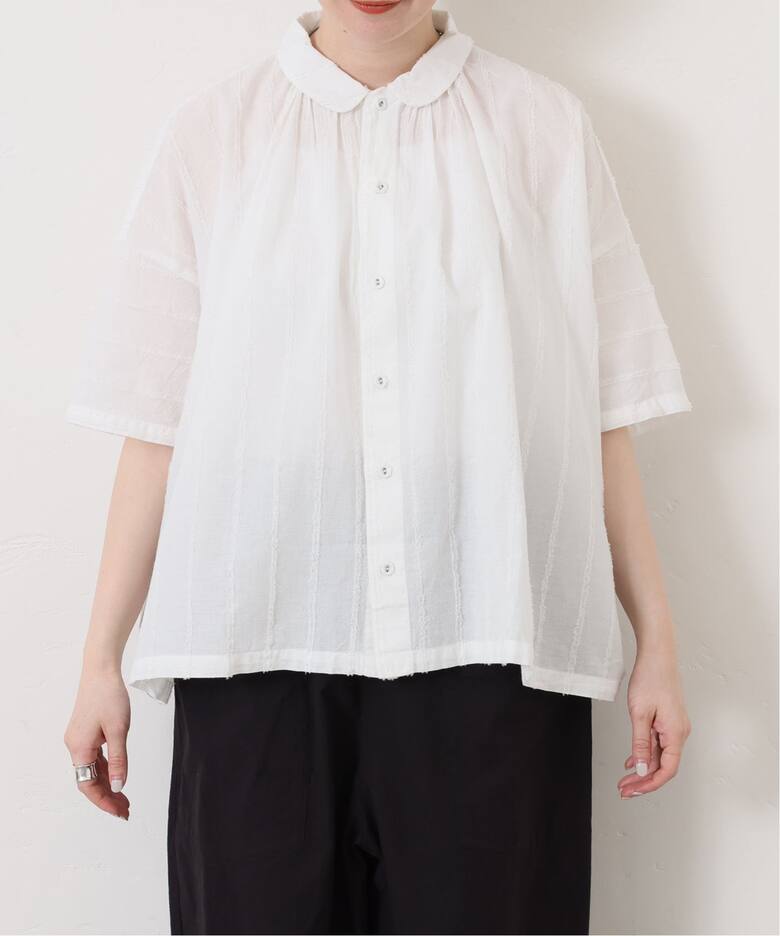 ドビーストライプギャザーシャツ（シャツ／ブラウス）｜journal  