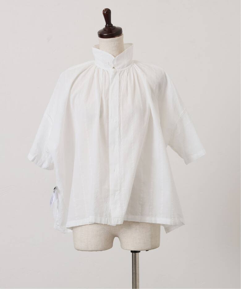 ドビーストライプギャザーシャツ（シャツ／ブラウス）｜journal  