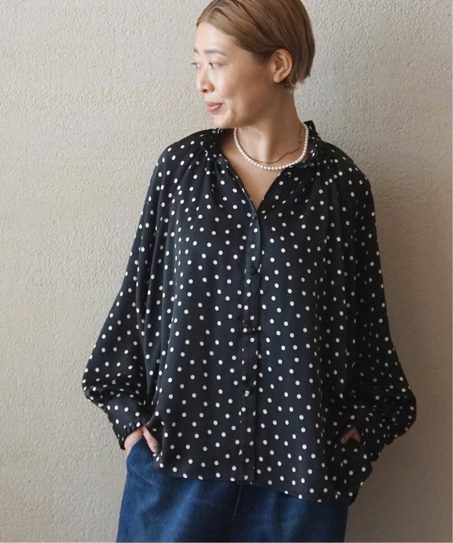 JOURNAL STANDARD L'ESSAGE ドット柄 開襟シャツ DEVEAUX/DOT/ムジタックスリーブシャツ（シャツ/ブラウス）｜journal