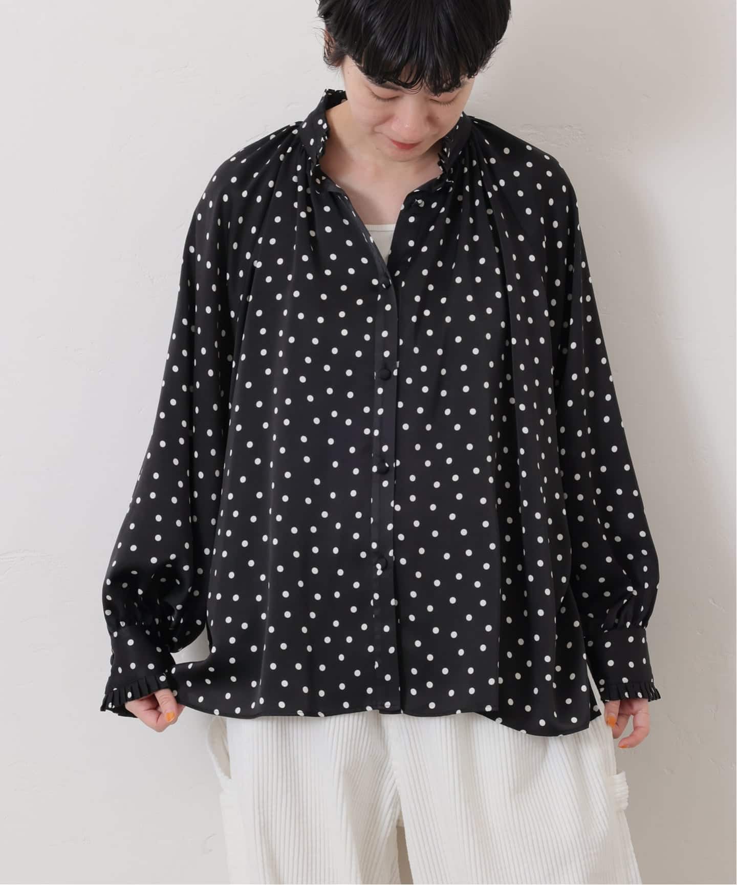 ジャーナルスタンダードラックス　ブラック 半袖ノーカラージャケット 半袖シャツ SEEALL】 REGULAR SHIRTS（シャツ／ブラウス）｜journal
