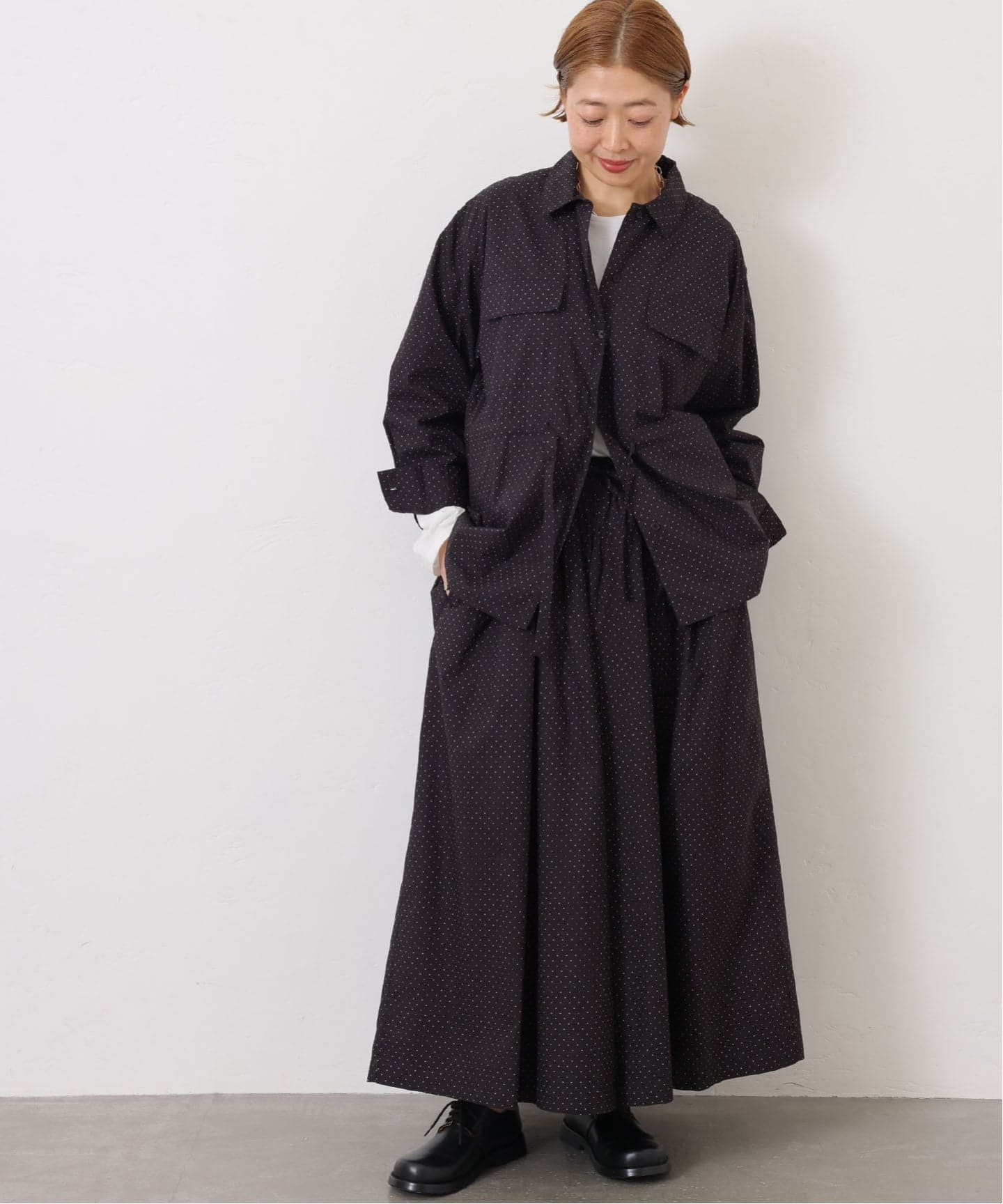 予約》【SOIL】 POPLIN DOT POCKET SHIRT（シャツ／ブラウス