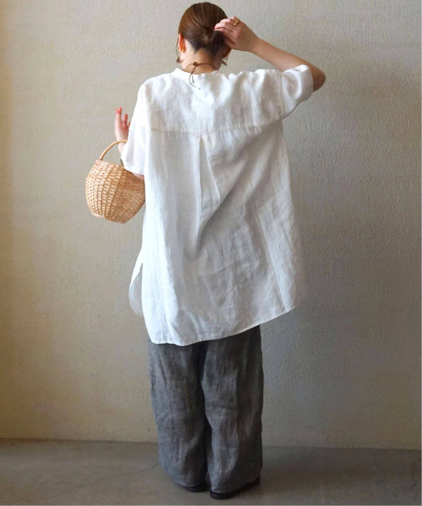 SOIL】 LINEN BANDED COLLAR TUNIC（シャツ／ブラウス