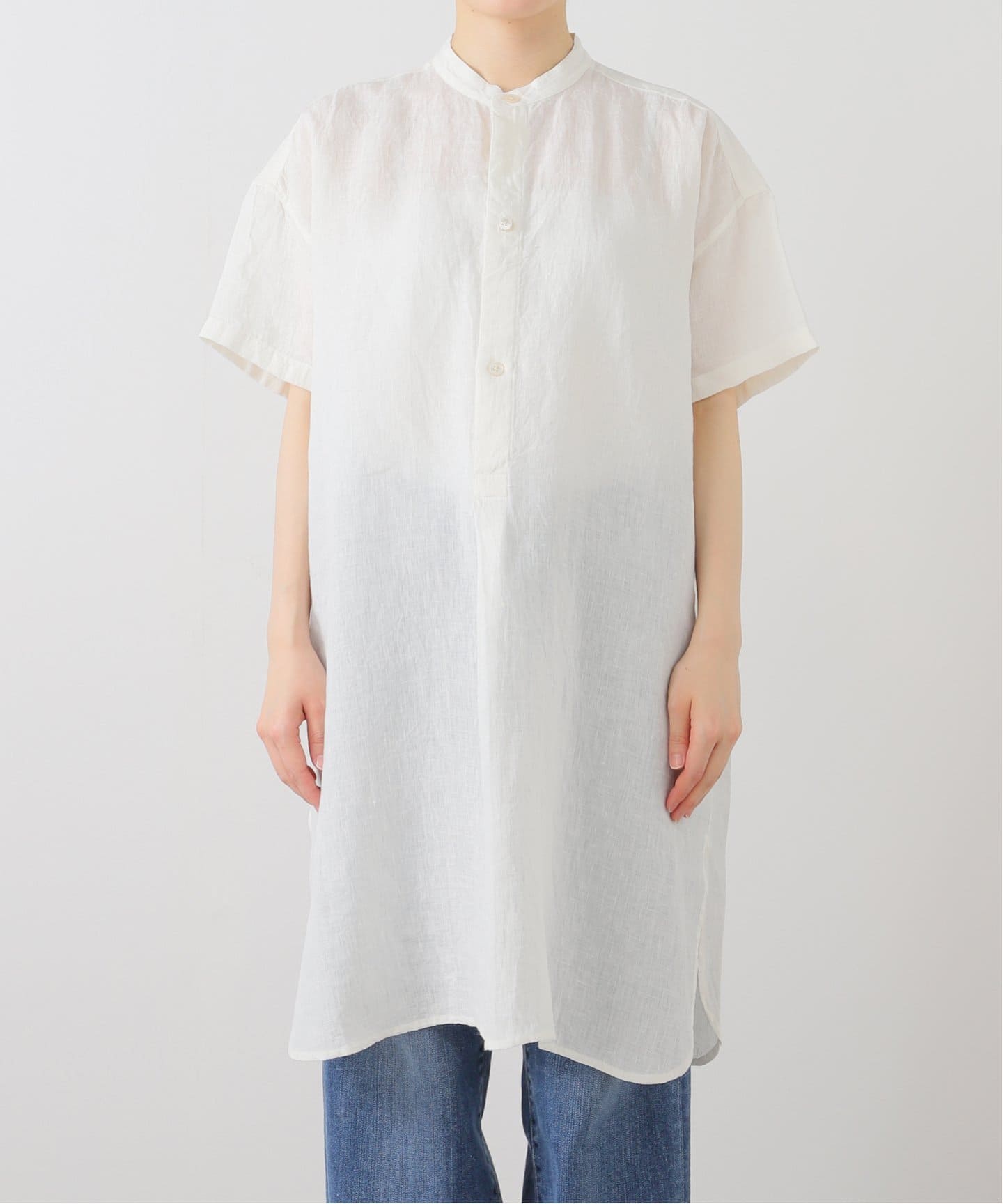 SOIL】 LINEN BANDED COLLAR TUNIC（シャツ／ブラウス