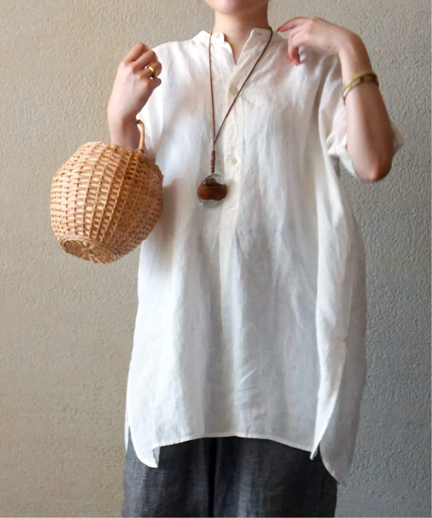 SOIL】 LINEN BANDED COLLAR TUNIC（シャツ／ブラウス
