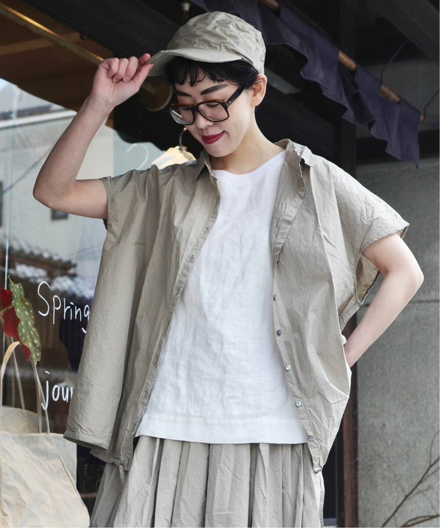 album di famiglia】 SHORT SLEEVELESS SHIRT（シャツ／ブラウス 