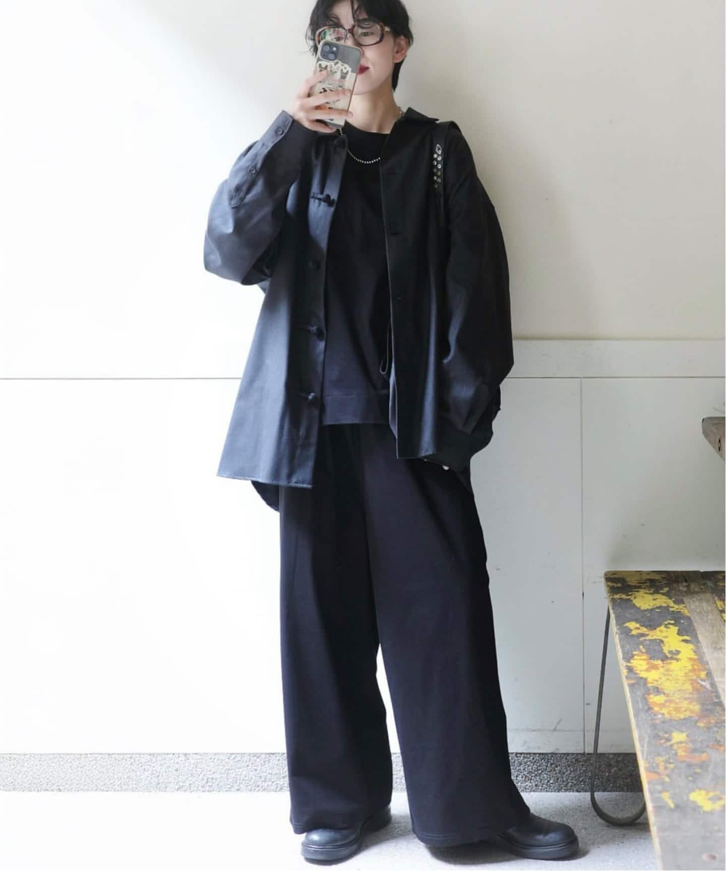 ジャーナルスタンダードラックス　ブラック 半袖ノーカラージャケット 半袖シャツ 000000012440-17-xl.jpg?t=