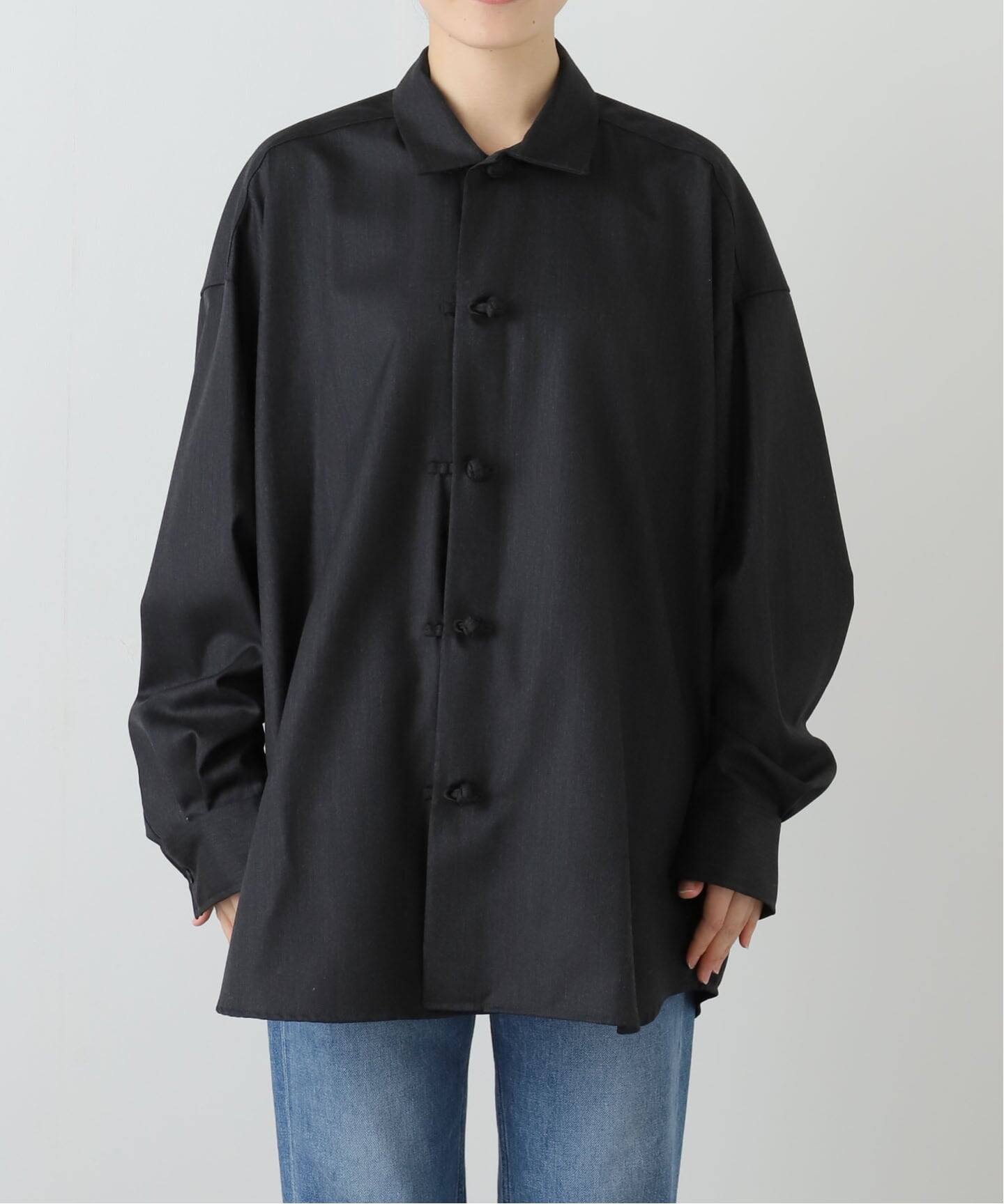 ジャーナルスタンダードラックス　ブラック 半袖ノーカラージャケット 半袖シャツ SEEALL】 REGULAR SHIRTS（シャツ／ブラウス）｜journal