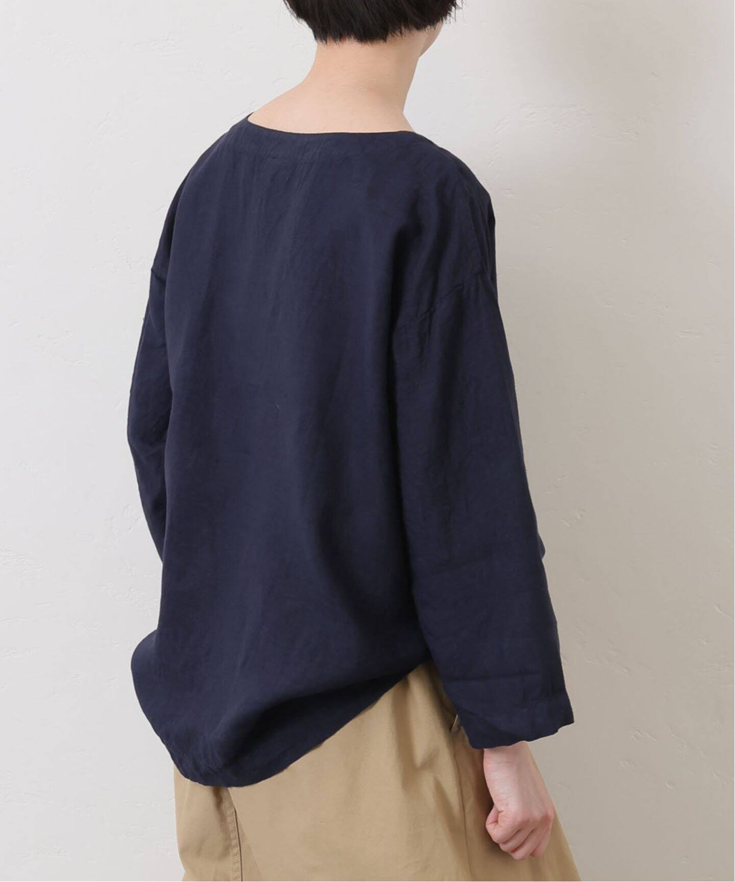 ARMEN】 LINEN PLAIN BOAT NECK PULL（シャツ／ブラウス