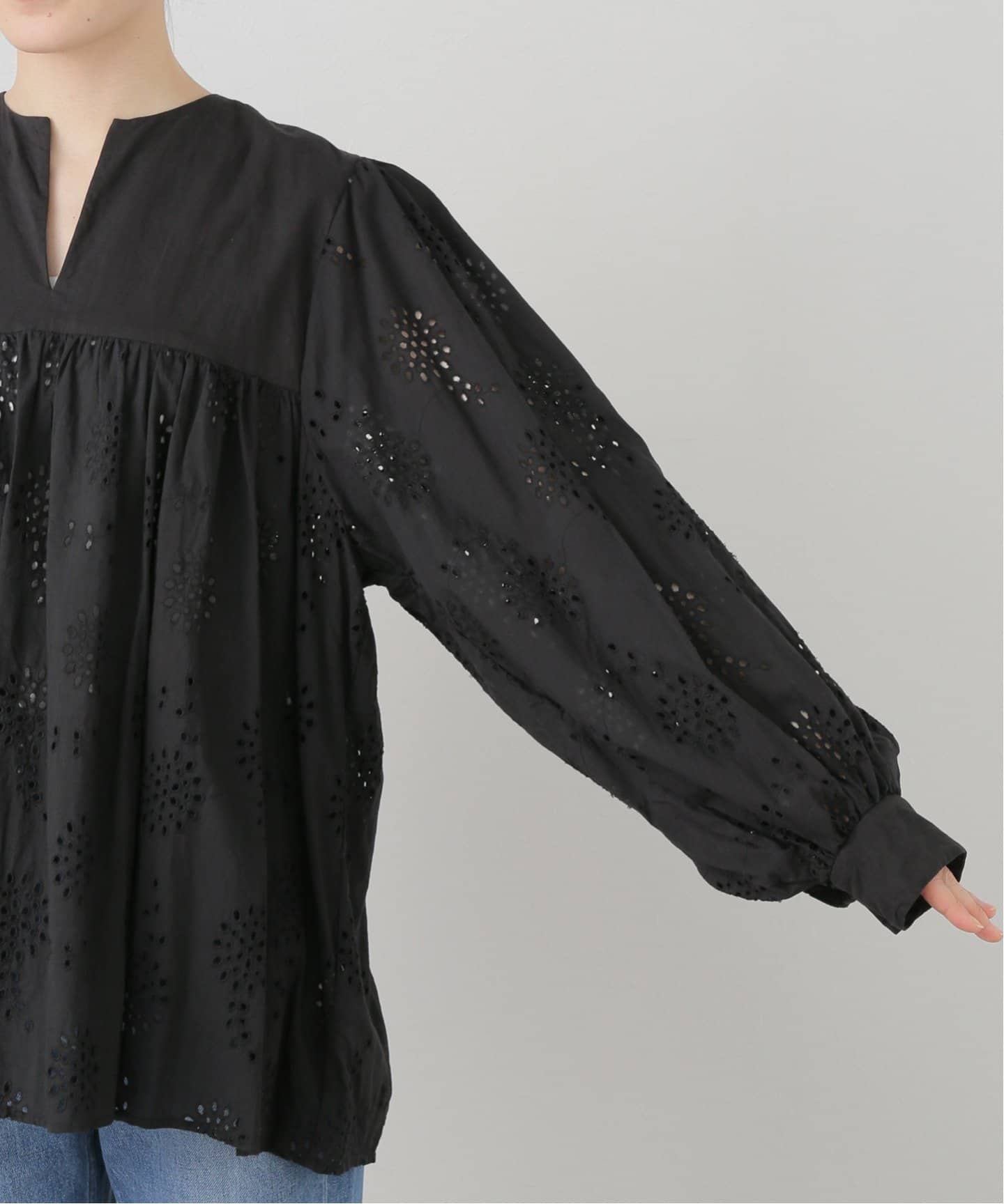 TOUJOURS】 LACE EMBROIDERY Classic Smock S（シャツ／ブラウス