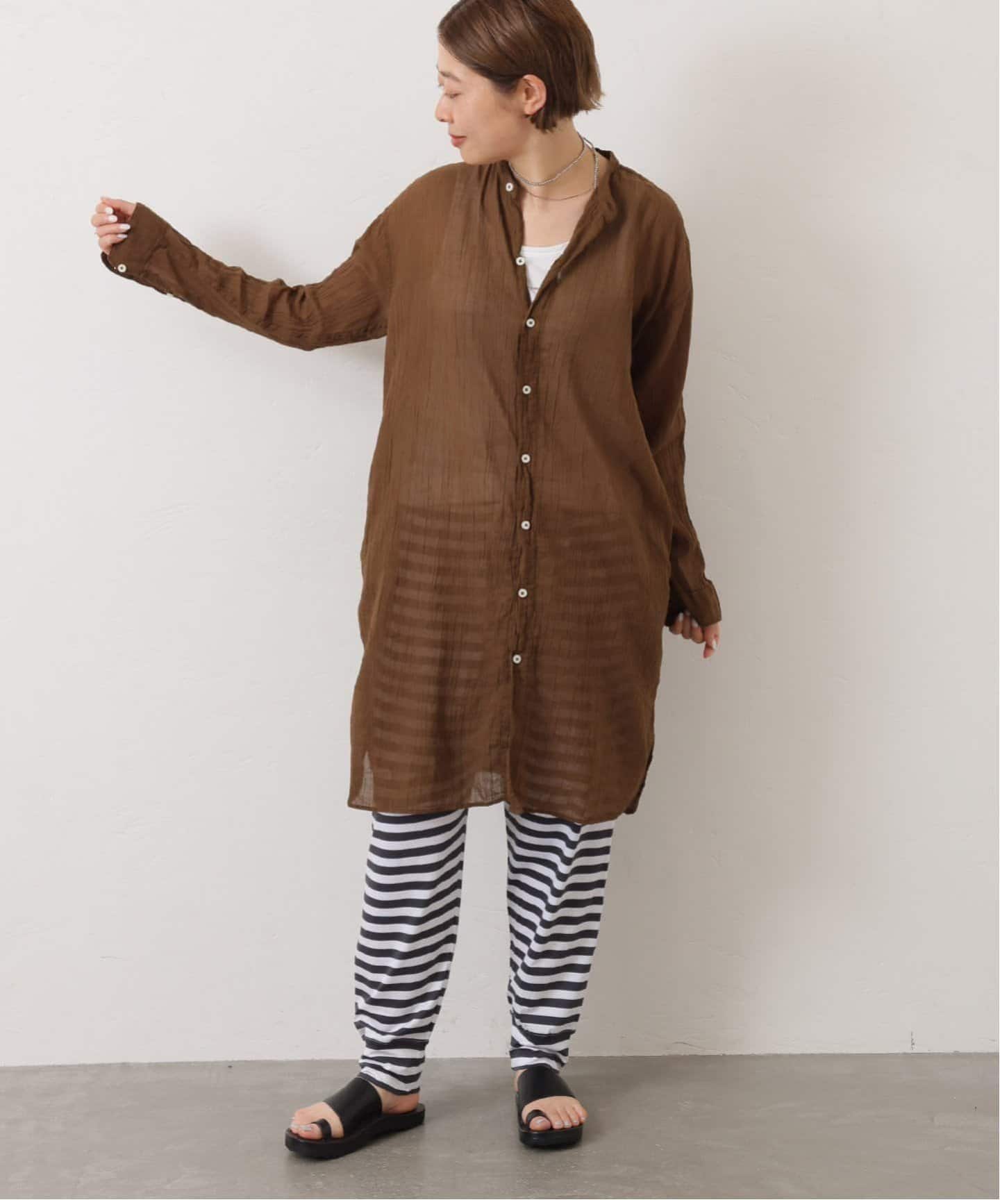ジャーナルスタンダードラックス ⭐︎ ARMEN アーメン ガーゼロングシャツ ARMEN 】GAUZE UTILITY BANDED COLLAR SHIRT（シャツ／ブラウス