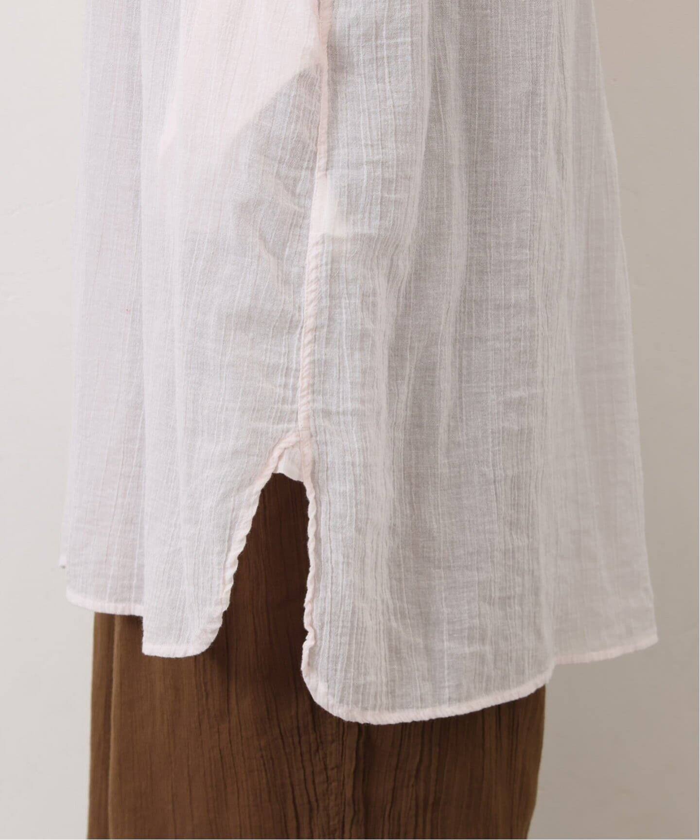 ARMENアーメン journal standard luxe購入2022SS GAUSE UTILITY LONG SHIRTガーゼ ロングシャツ[LSHA70155] ARMEN 】GAUZE UTILITY BANDED COLLAR SHIRT（シャツ／ブラウス