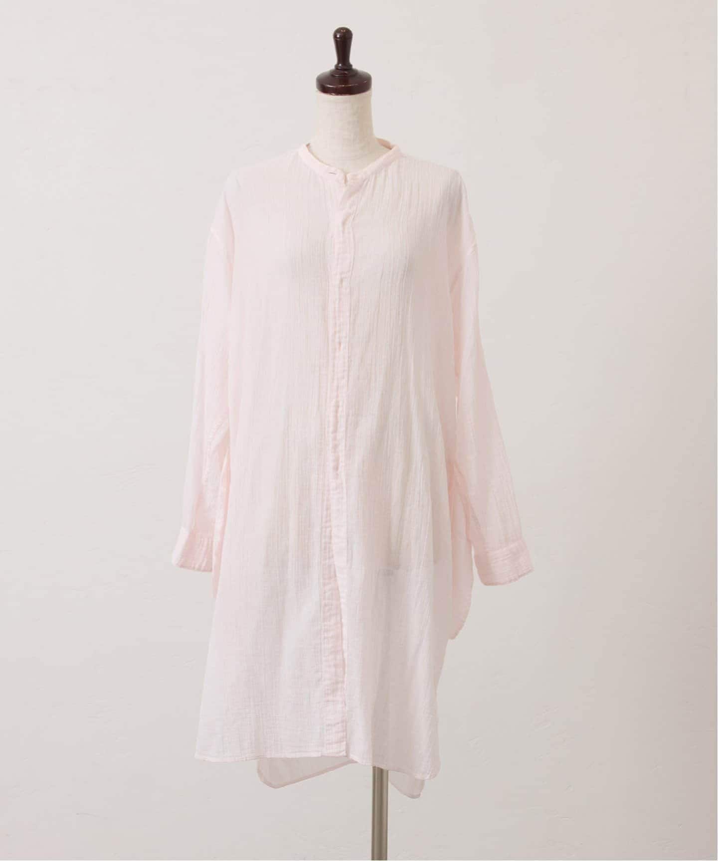 美品　【ARMEN】BANDED COLLAR LONG SHIRT ピンク ARMEN】BANDED COLLAR LONG SHIRT（シャツ／ブラウス）｜journal