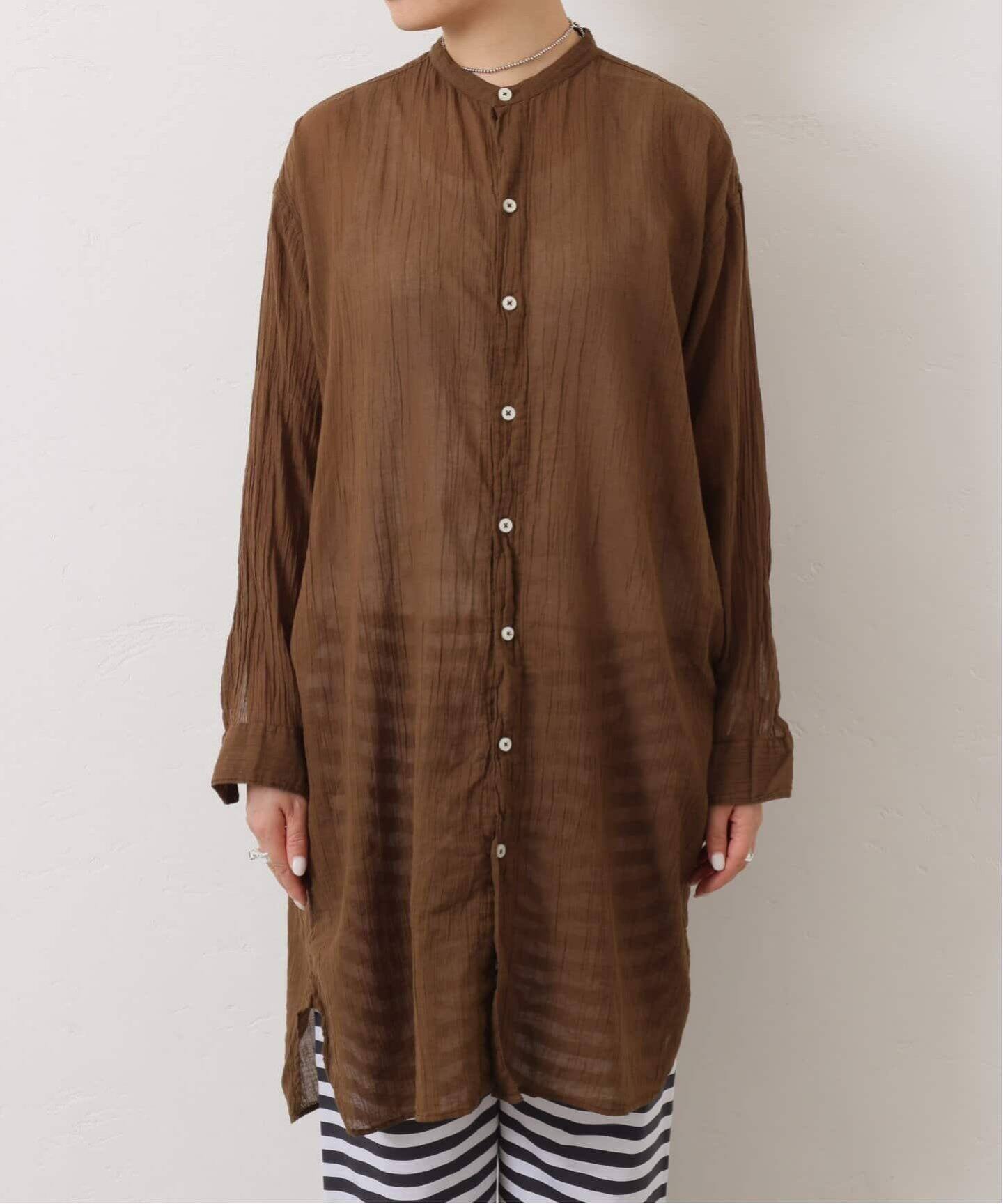 ARMEN】BANDED COLLAR LONG SHIRT（シャツ／ブラウス）｜journal