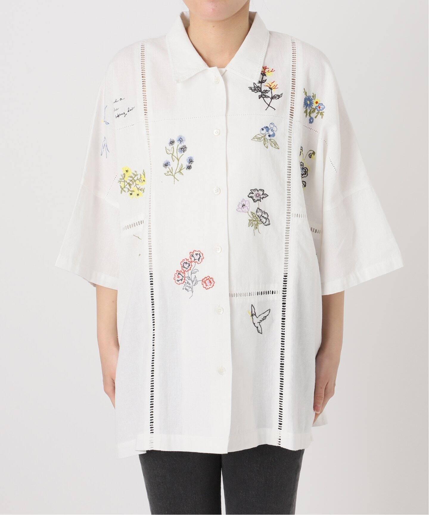 フラワーエンブロイダリー開襟シャツ（シャツ／ブラウス）｜JOURNAL  