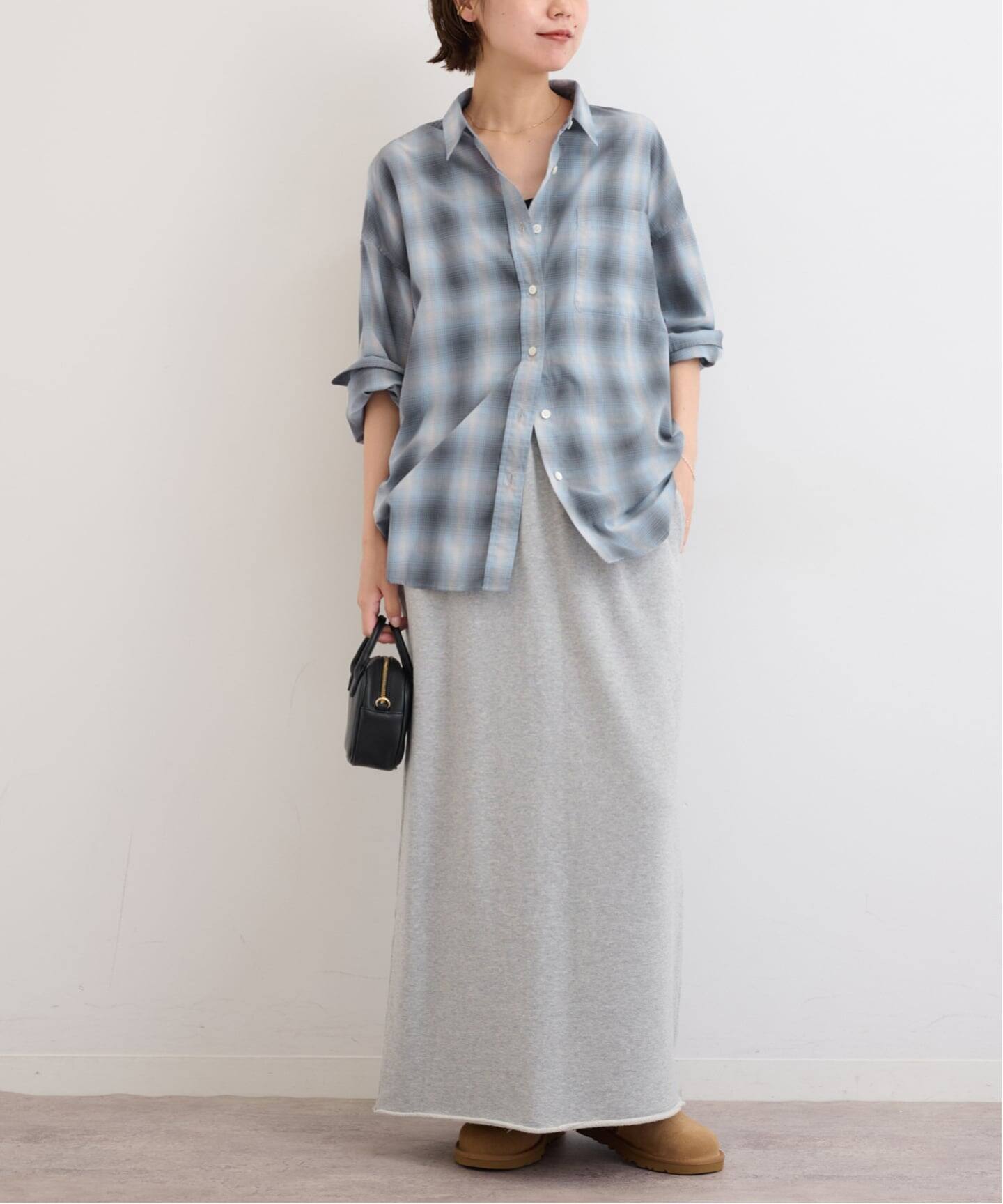 【EDIT CLOTHING】オーガニックコットンチェックシャツ オーガニックコットンミックスオンブレチェック（シャツ／ブラウス