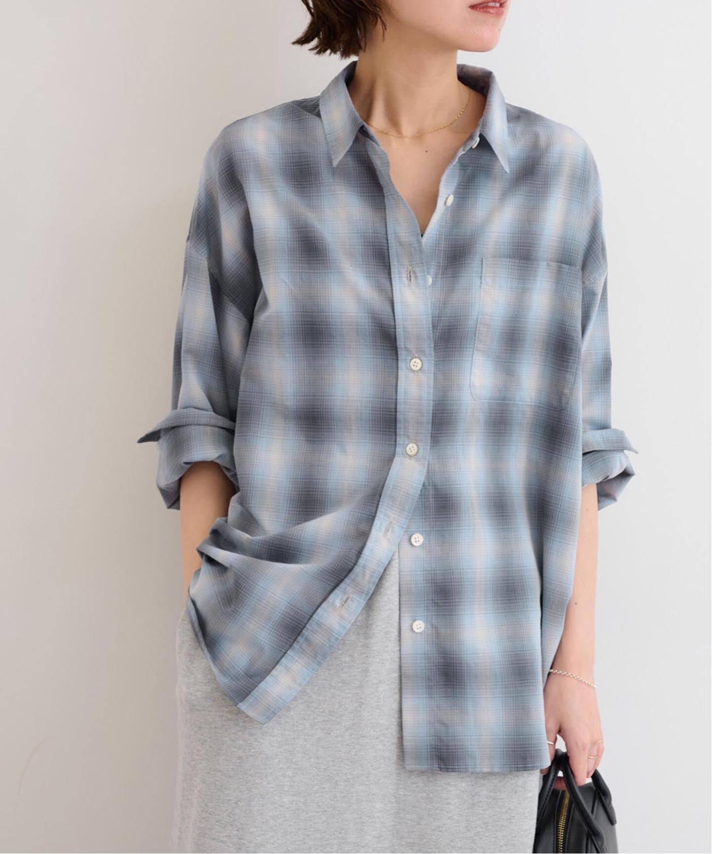 オーガニックコットンミックスオンブレチェック（シャツ／ブラウス