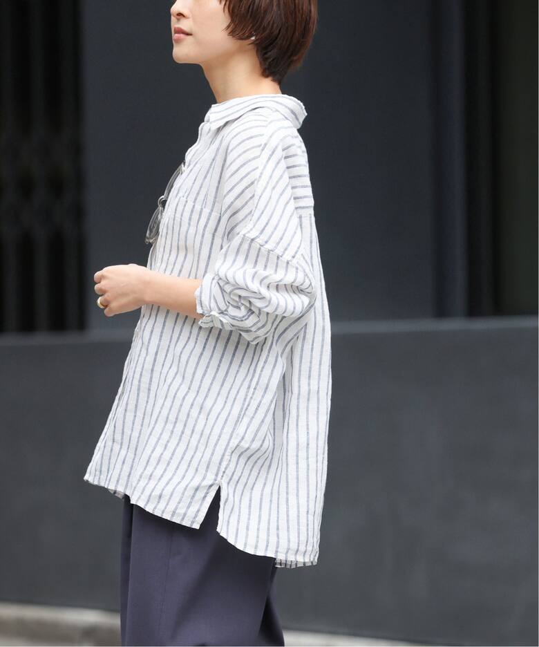 手洗い可 / No.66ストライプフレンチリネンシャツ（シャツ／ブラウス 