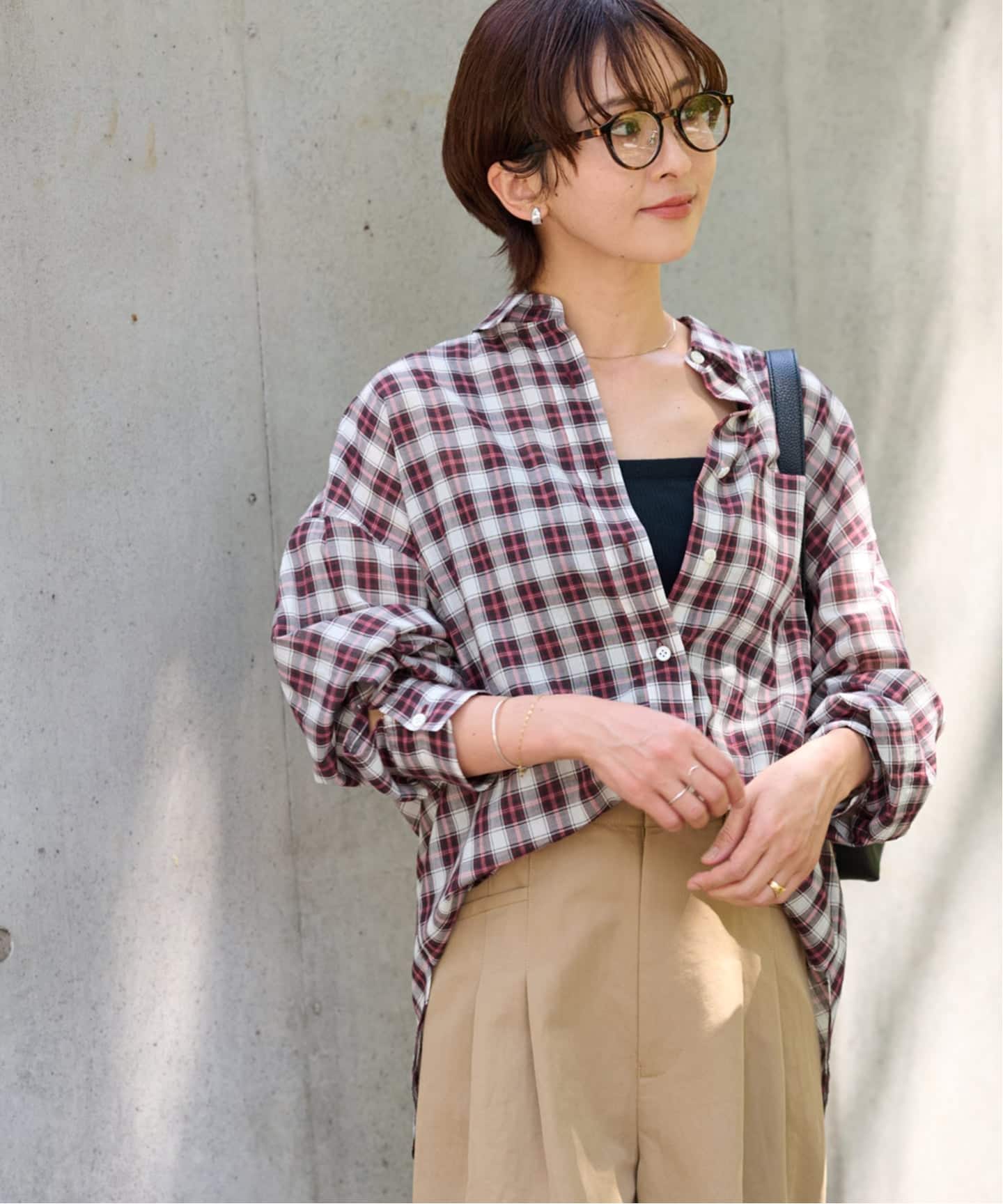 JOURNAL STANDARD　コットンローンチェックオーバーサイズシャツ JOURNAL STANDARD relume ブラウス シャツ コットンローン