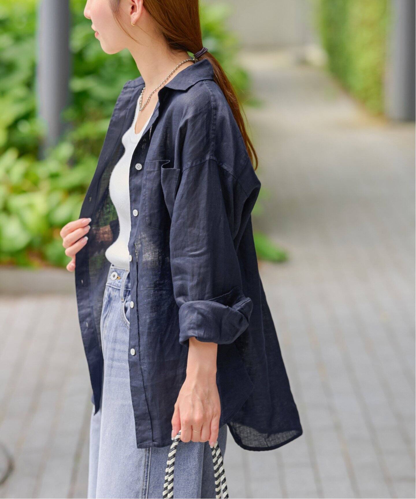 手洗い可 / No.66フレンチリネンビッグスキッパー（シャツ／ブラウス 